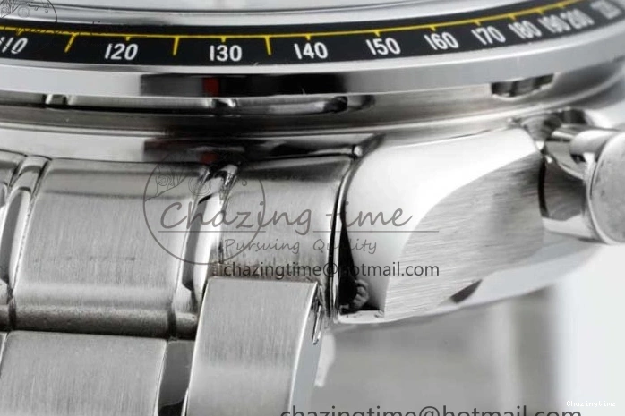 0720 Cozy Speedmaster Racing Master SS HKF Best Edition Black White Dial on SS Bracelet A 7807